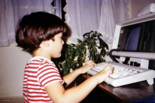 My son, Christopher, at age 7, beginning to learn computers